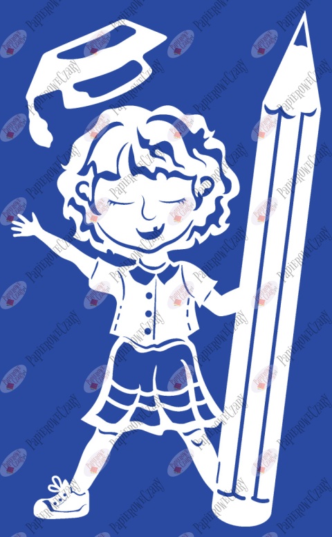 Dziewczynka z kredką 1 Pasowanie Ślubowanie Dekoracje z papieru