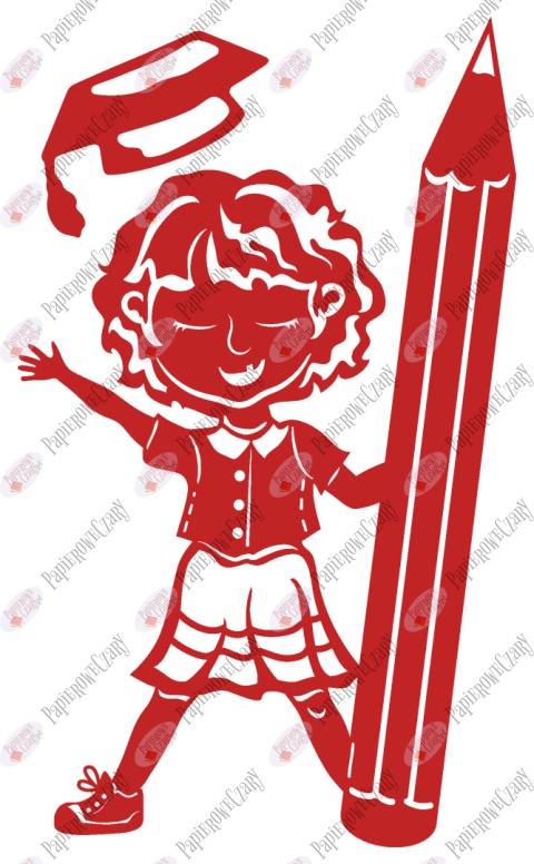 Dziewczynka z kredką 1 Pasowanie Ślubowanie Dekoracje z papieru