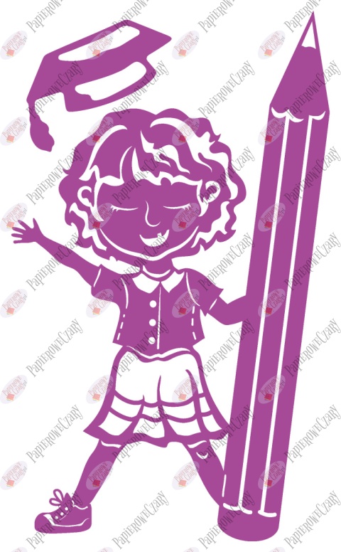 Dziewczynka z kredką 1 Pasowanie Ślubowanie Dekoracje z papieru