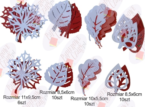 Liście miks 5 białe czerwone Pakiet Patriotyczne Dekoracje z papieru