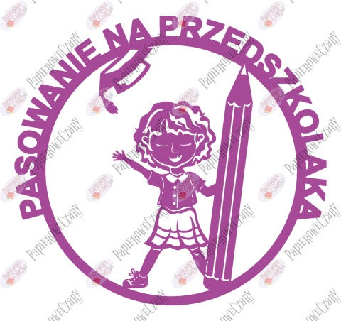 Pasowanie na przedszkolaka Ślubowanie Dziewczynka z kredką 1 Dekoracje z papieru