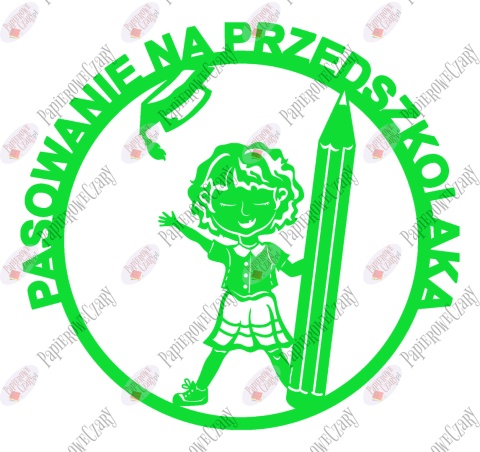 Pasowanie na przedszkolaka Ślubowanie Dziewczynka z kredką 1 Dekoracje z papieru