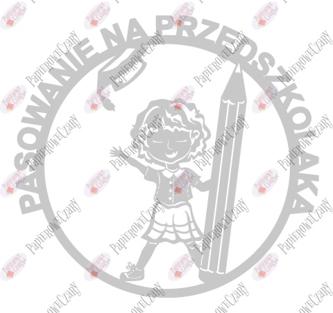 Pasowanie na przedszkolaka Ślubowanie Dziewczynka z kredką 1 Dekoracje z papieru