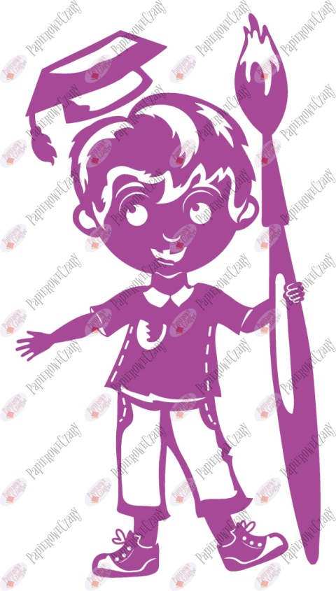 Chłopiec z piórem 1 Pasowanie Ślubowanie Dekoracje z papieru