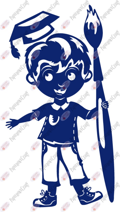 Chłopiec z piórem 1 Pasowanie Ślubowanie Dekoracje z papieru