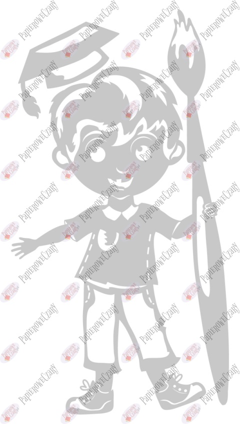 Chłopiec z piórem 1 Pasowanie Ślubowanie Dekoracje z papieru