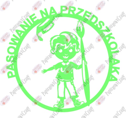 Pasowanie na przedszkolaka Ślubowanie Chłopiec z piórem 1 Dekoracje z papieru