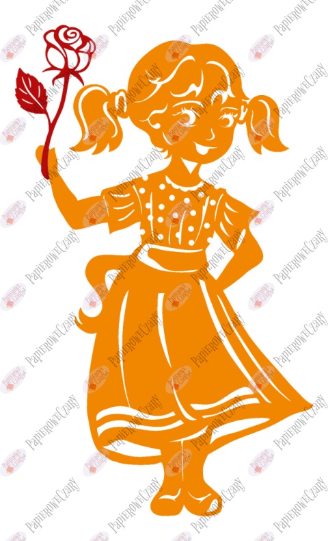 Dziewczynka 10B z różą Dekoracje z papieru