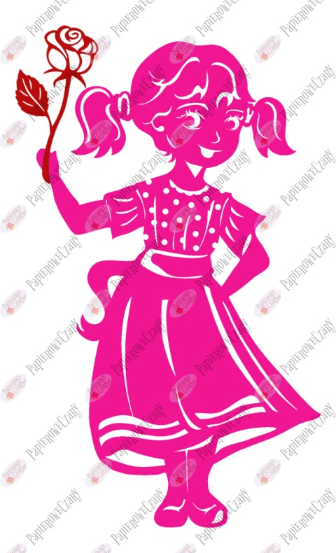 Dziewczynka 10B z różą Dekoracje z papieru