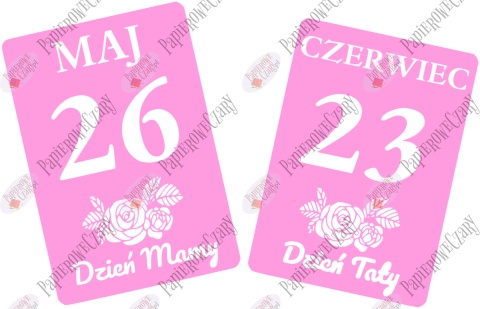 Kartki z kalendarza 26 Maj 23 Czerwiec 58,5x41cm Zestaw Dekoracje z papieru