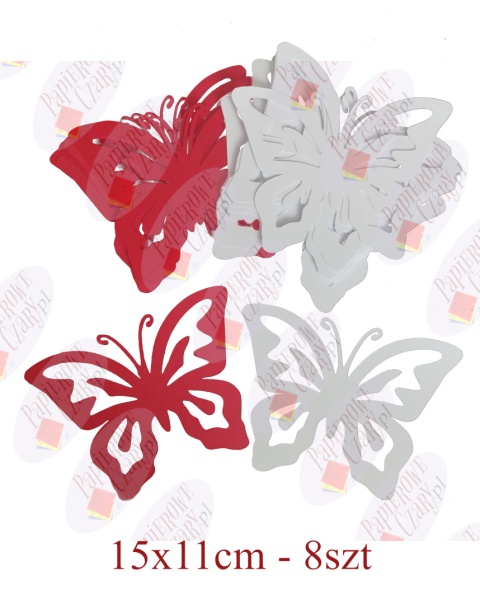 Motyl 10 Pakiet białe czerwone Dekoracje z papieru Motyl 10 Pakiet białe czerwone Dekoracje z papieru