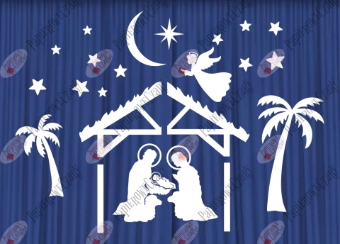 Zestaw 240 - Jasełka Szopka Boże Narodzenie - Dekoracje z papieru